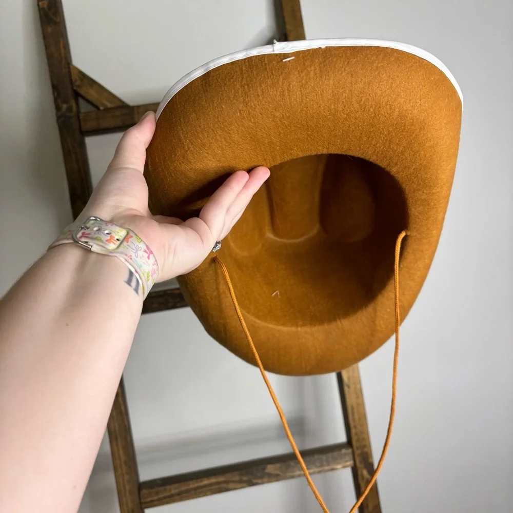 Brown Cowboy Hat with White Trim